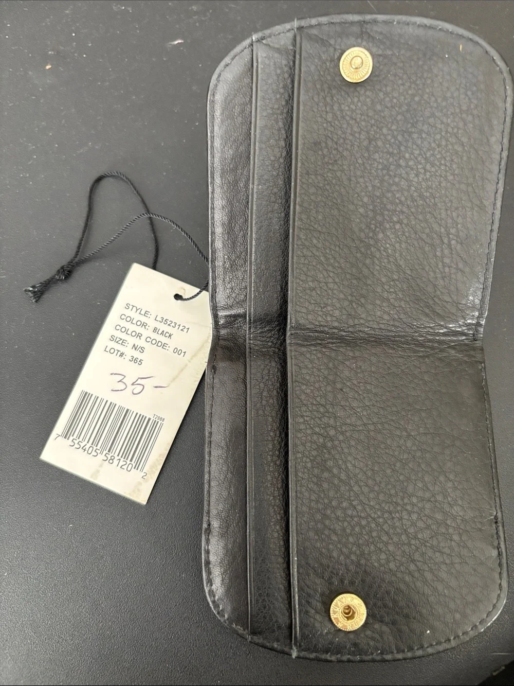 DKNY Black Leather Key & Card Pouch with Gold Clip